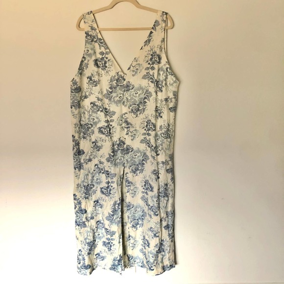 Reformation Monique Linen Dress in Teacup Blue Floral XL - Picture 4 of 12